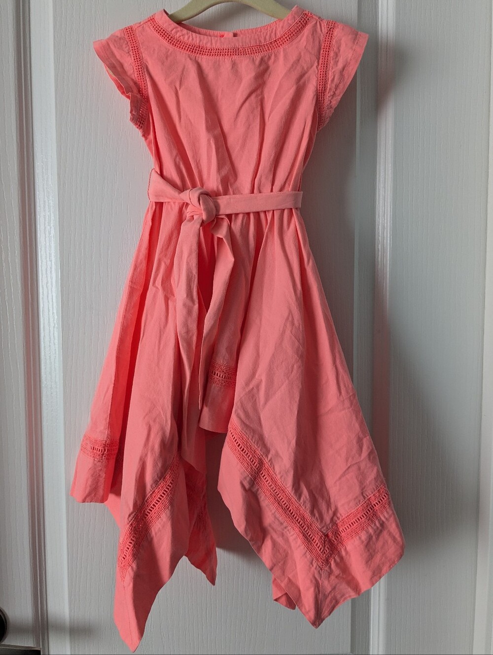 Girls Toddler CREWCUTS Neon Coral Pink Handkerchief Dress